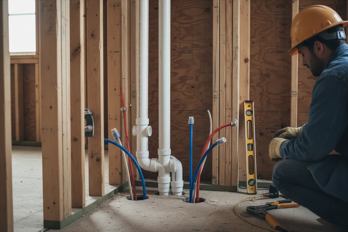 Drain and supply rough-in during Sump Pump Repair in Wortham